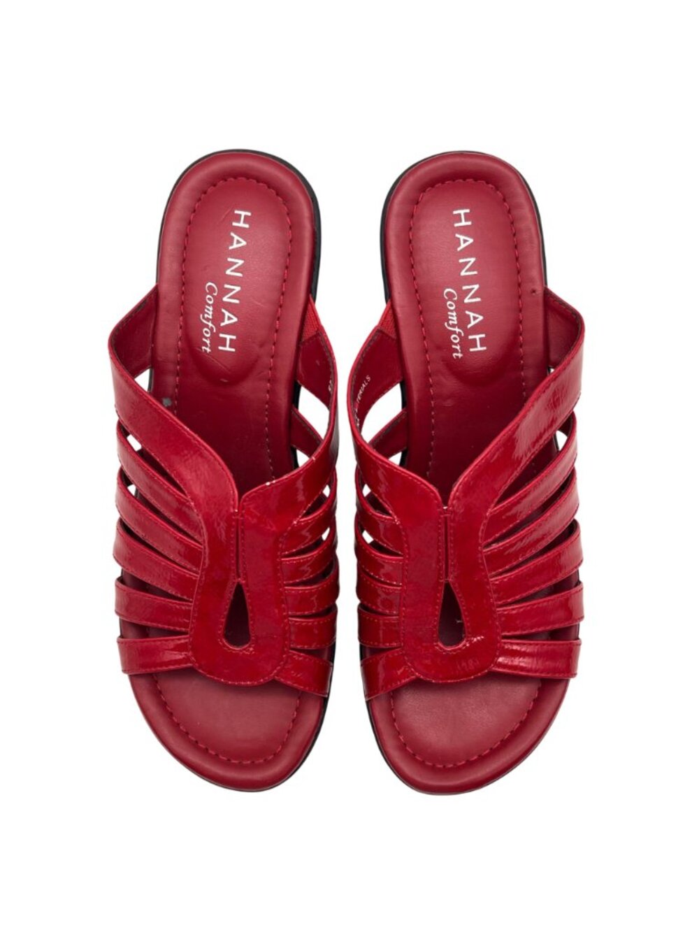 Hannah Comfort Red Slip-On Sandals With Cutout Strap Design Womens Shoes Size 6M - Picture 5 of 12